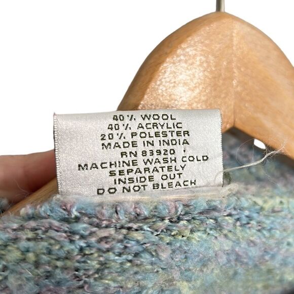 Full Zip Sweater Woman’s Size Large Flyshacker Colorful Knit Pockets Wool Blend - Picture 11 of 11